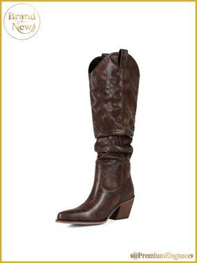 Knee High Cowboy Boots Pointed Toe Slouchy Pull On